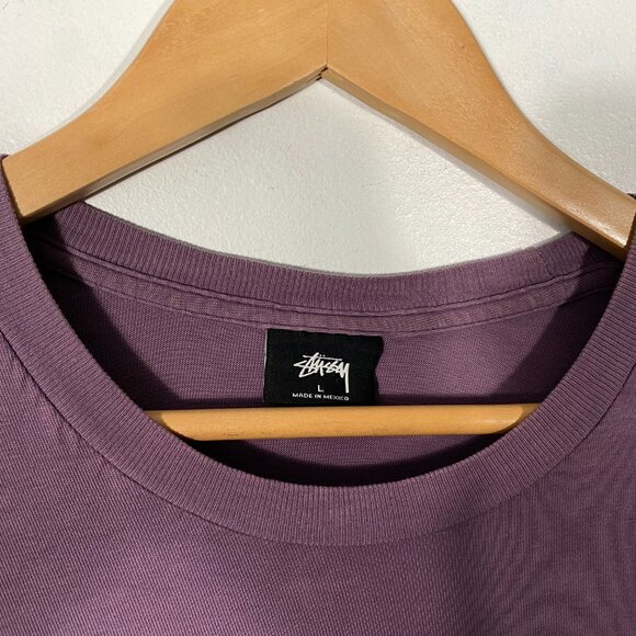 Stussy "Love and Hate" Short Sleeve Graphic Crew Tee Lavender men's size Large - Picture 4 of 6